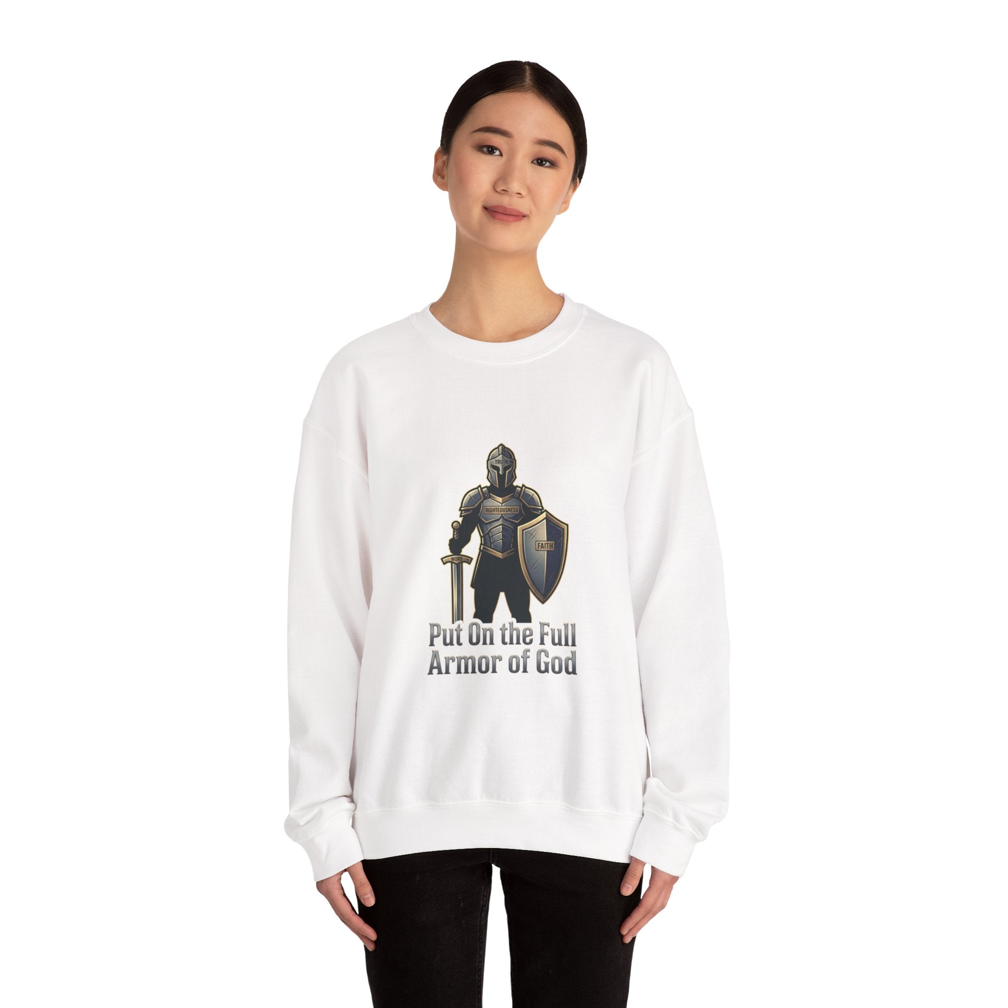 Armor of God Sweatshirt, Christian Streetwear, bold type, washed vintage