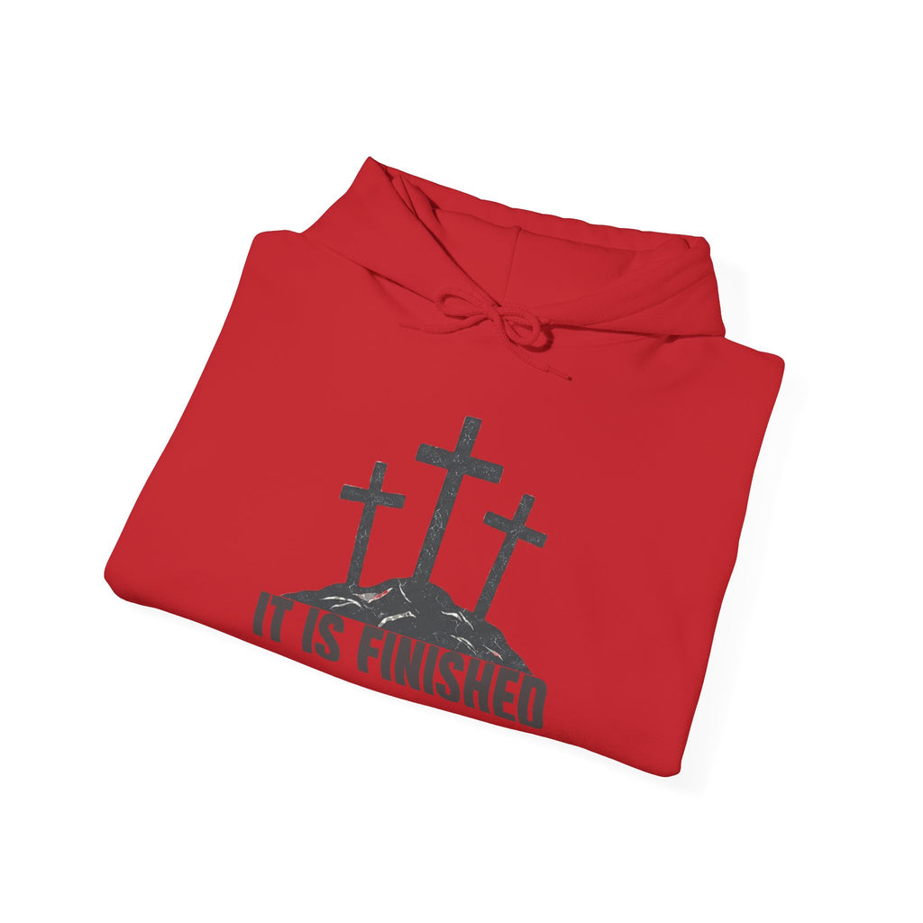 Christian Hoodie — 'It Is Finished' Three Crosses Easter Sweatshirt