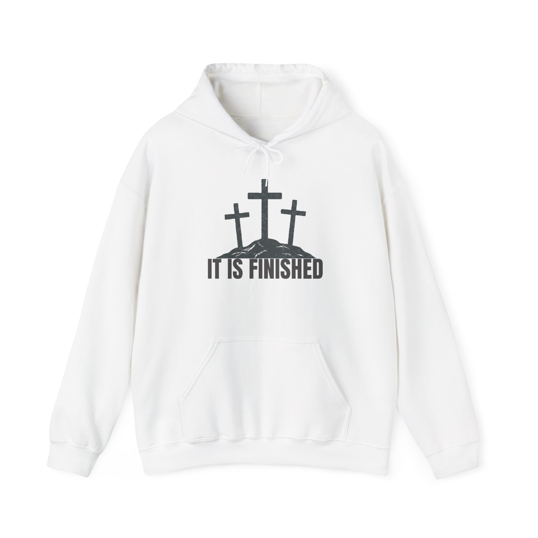 Christian Hoodie — 'It Is Finished' Three Crosses Easter Sweatshirt