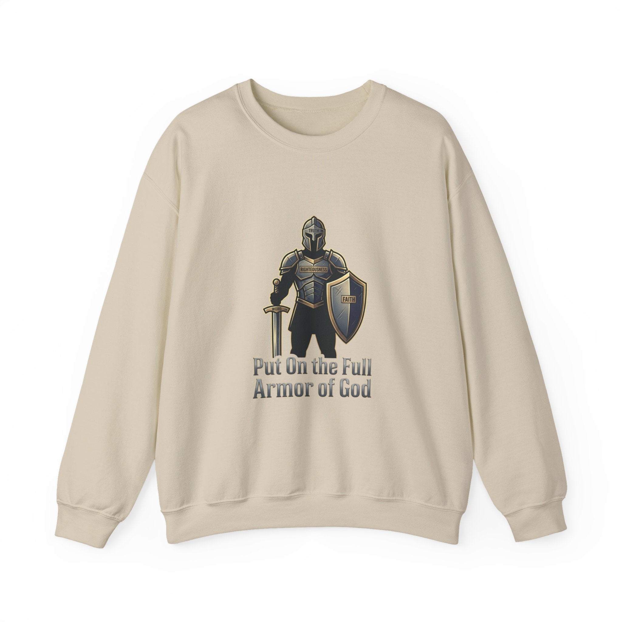 Armor of God Sweatshirt, Christian Streetwear, bold type, washed vintage