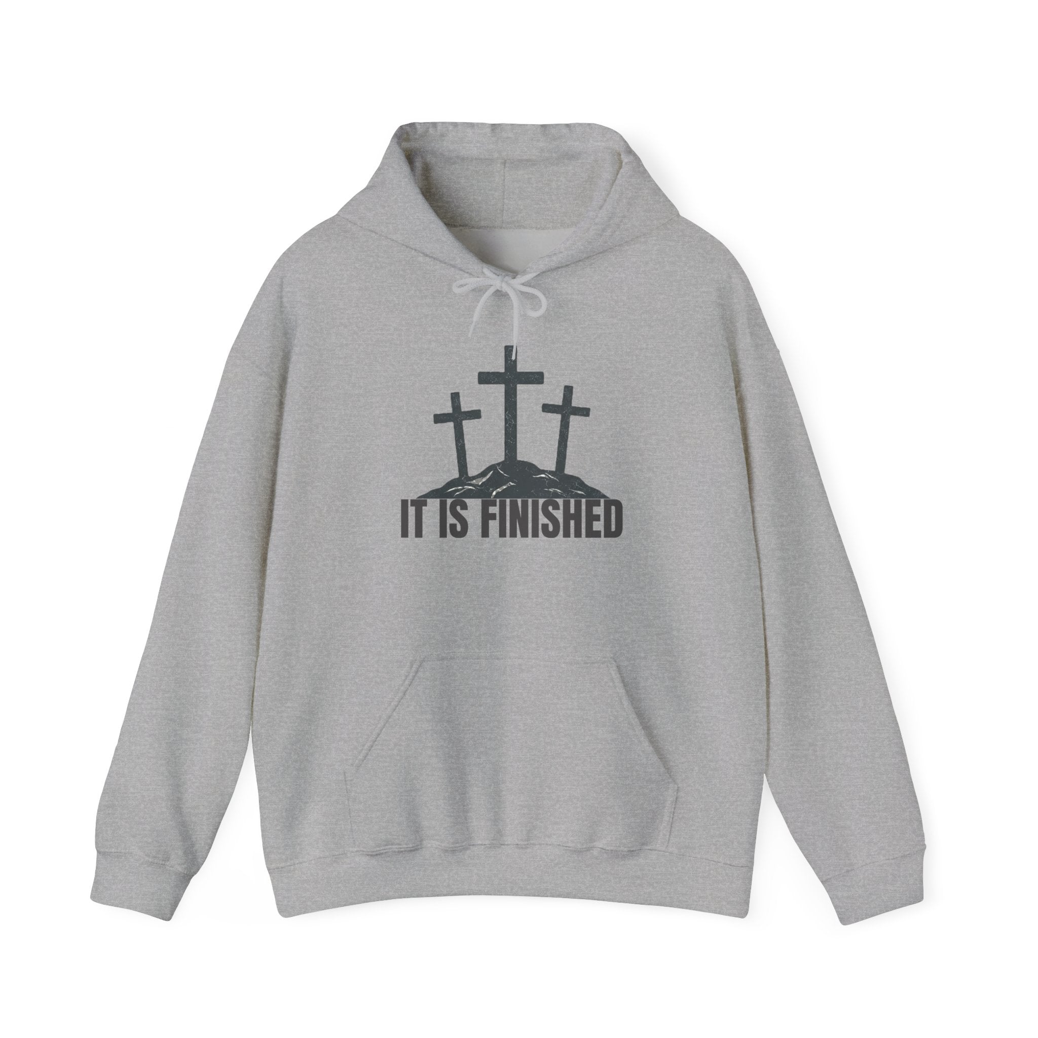 Christian Hoodie — 'It Is Finished' Three Crosses Easter Sweatshirt