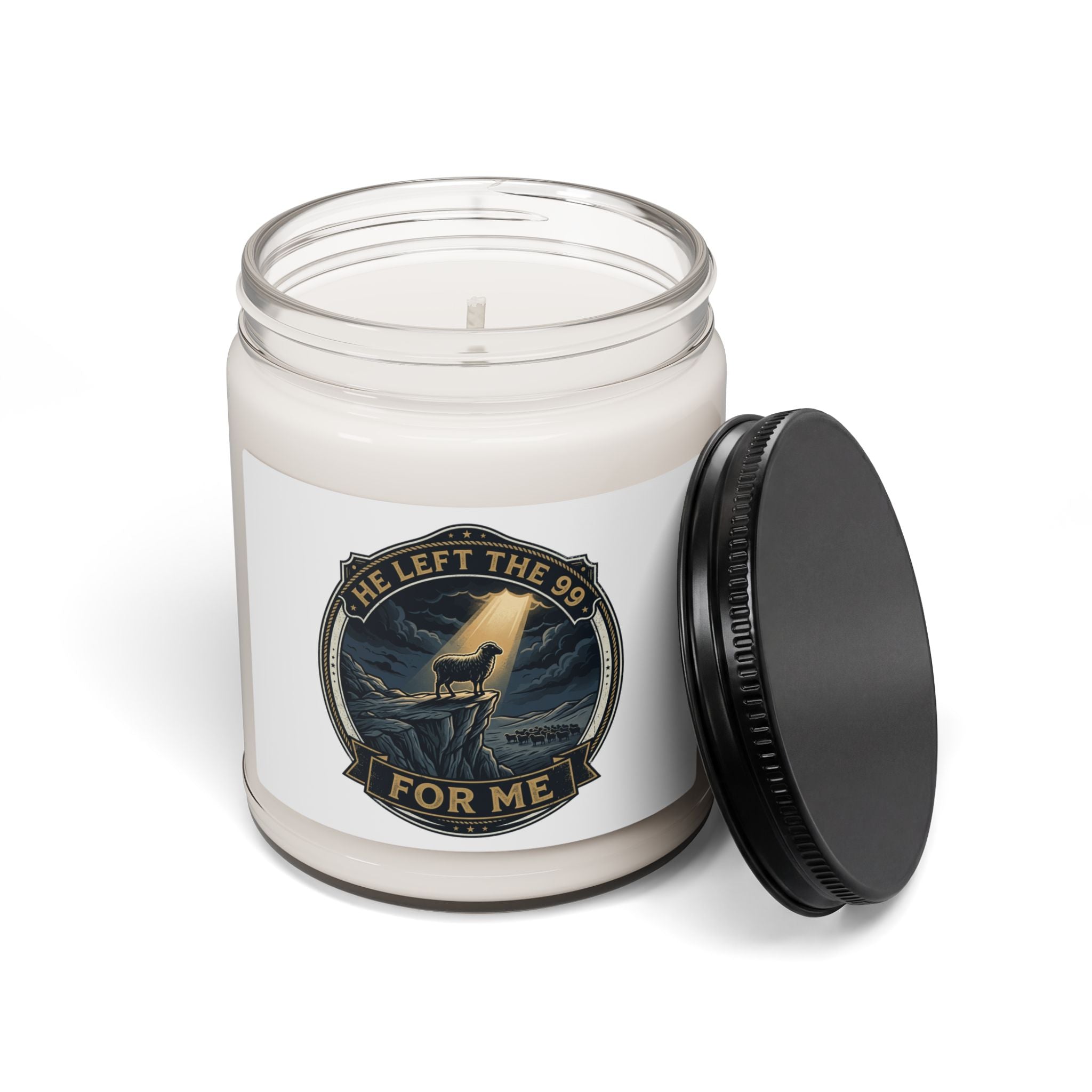 He Left the 99 Candle, Soy Jar | faith streetwear, bold type
