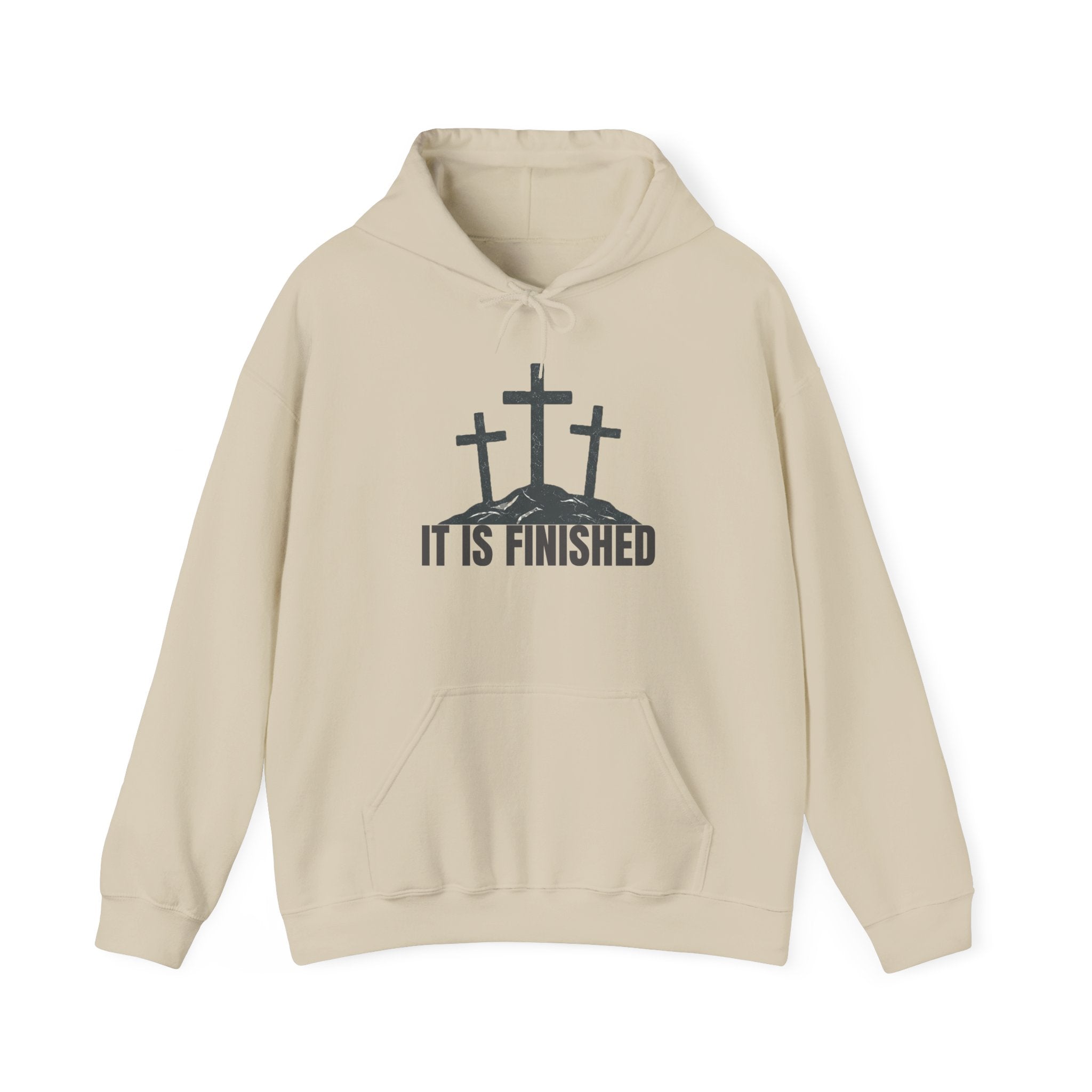 Christian Hoodie — 'It Is Finished' Three Crosses Easter Sweatshirt