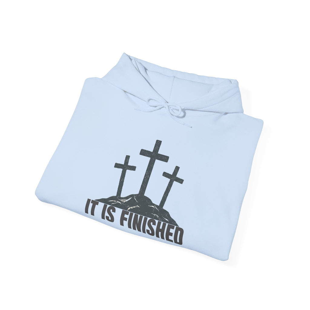 Christian Hoodie — 'It Is Finished' Three Crosses Easter Sweatshirt