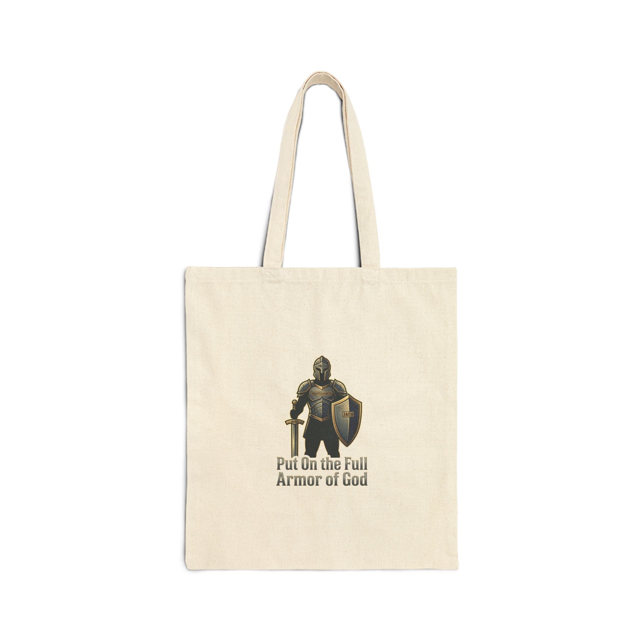 Armor of God Tote | faith streetwear, bold type, washed vintage