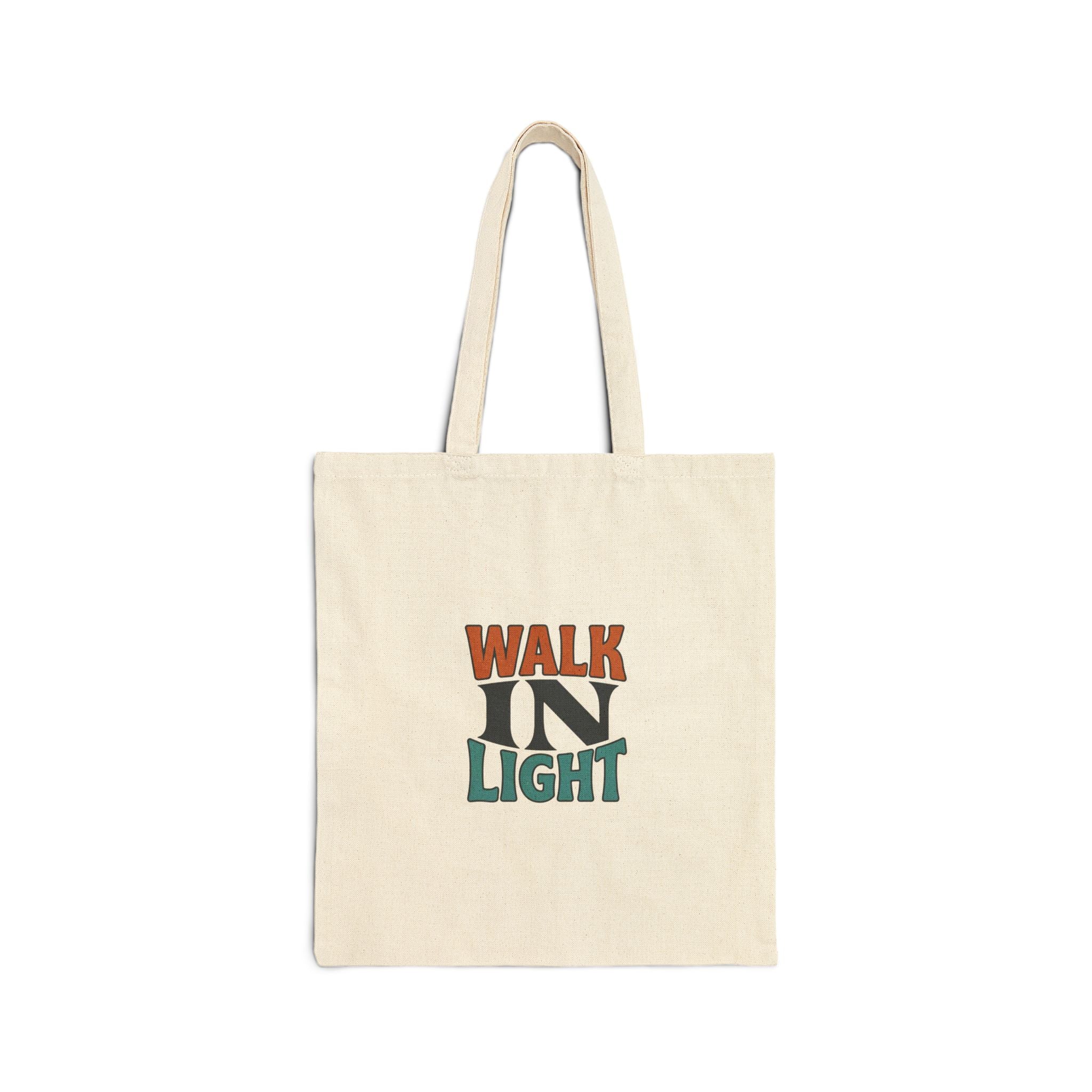 Walk In Light Tote, faith streetwear, washed vintage bold type