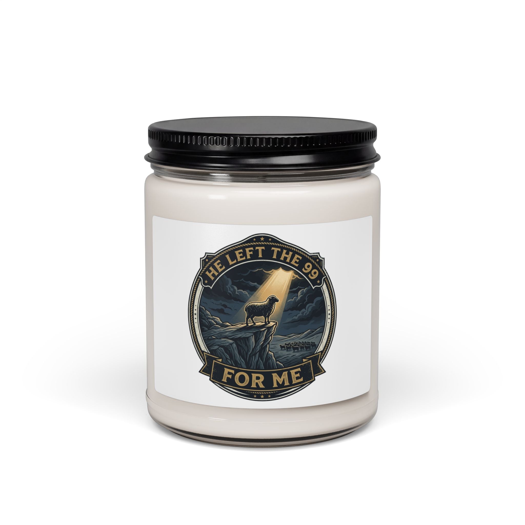 He Left the 99 Candle, Soy Jar | faith streetwear, bold type